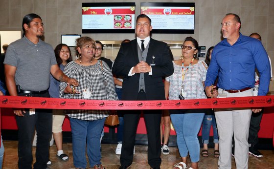 Members of the Tachi Tribal Council including Robert Jeff, Dena Baga, Michael Oluji (Palace GM), Candida Cuara, and Chairman Leo Sisco officially open the the new restaurant Pho-Nominal Eats.